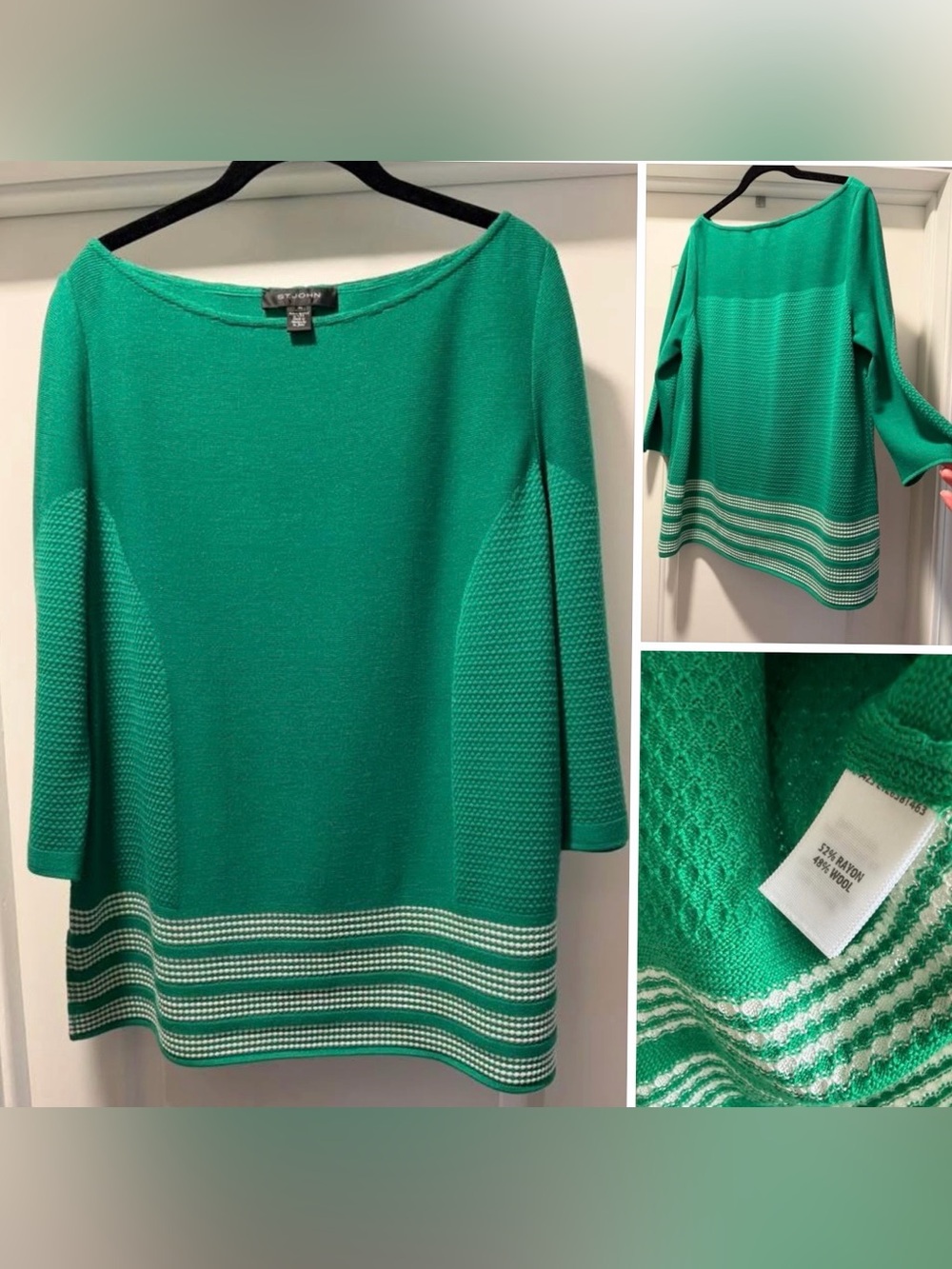 St John Kelly Green Knit Sweater